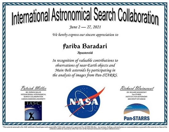 گزارش دوازدهمین و سیزدهمین پویش ایرانی جستجوی سیارک انجمن نجوم آیاز