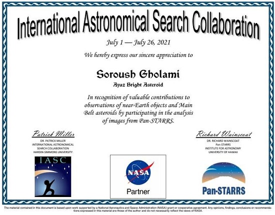 گزارش دوازدهمین و سیزدهمین پویش ایرانی جستجوی سیارک انجمن نجوم آیاز